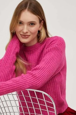 Answear Lab sweter z domieszką wełny damski kolor różowy