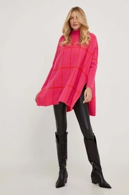 Answear Lab sweter z domieszką wełny damski kolor różowy z półgolfem