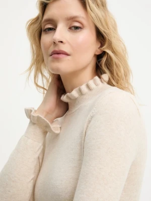 Answear.LAB sweter z kaszmirem damski kolor beżowy lekki z półgolfem