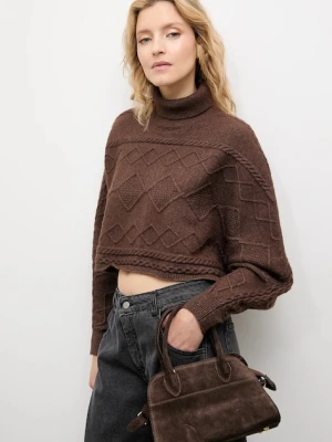 Answear.LAB sweter z kaszmirem damski kolor brązowy ciepły z golfem