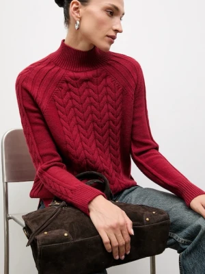 Answear.LAB sweter z kaszmirem damski kolor czerwony z półgolfem