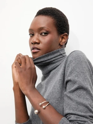 Answear Lab sweter z kaszmirem kolor szary lekki z golfem Answear.LAB