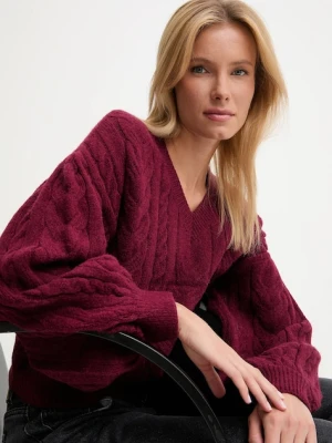 Answear.LAB sweter z wełną damski kolor bordowy ciepły