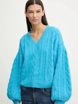 Answear.LAB sweter z wełną damski kolor niebieski ciepły