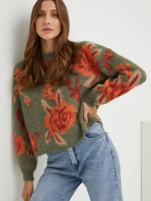 Answear Lab sweter z wełną damski kolor zielony ciepły