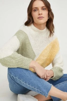 Answear Lab sweter z wełną kolor beżowy z półgolfem