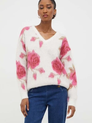 Answear Lab sweter z wełną kolor biały ciepły