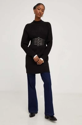 Answear Lab sweter z wełną kolor czarny z półgolfem