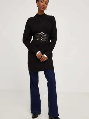 Answear.LAB sweter z wełną kolor czarny z półgolfem