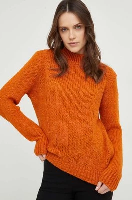 Answear Lab sweter z wełną kolor pomarańczowy z półgolfem