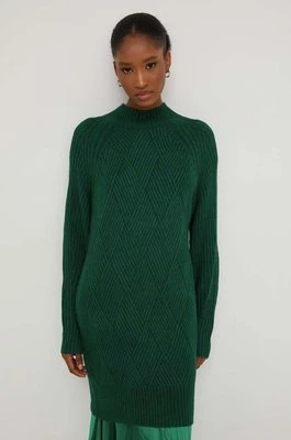 Answear Lab sweter z wełną kolor zielony z półgolfem
