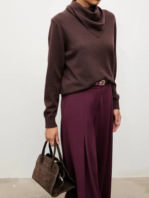 Answear.LAB sweter z wełny merino z apaszką brązowy