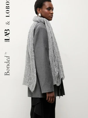Bonded by Answear.LAB & LOBOS szalik wełniany damski kolor szary gładki