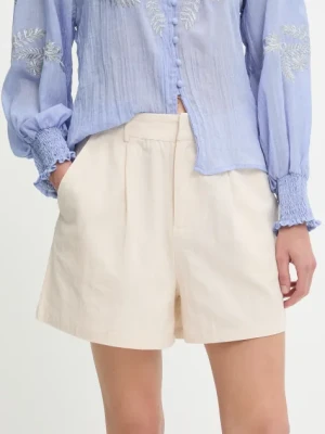 Answear Lab szorty bawełniane damskie kolor beżowy gładkie high waist