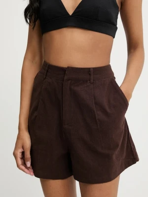 Answear Lab szorty bawełniane kolor brązowy gładkie high waist