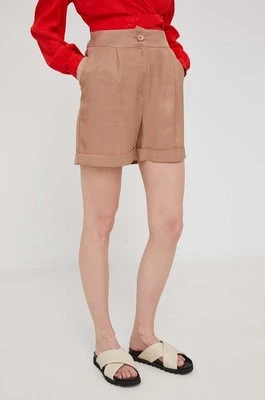 Answear Lab szorty damskie kolor beżowy gładkie high waist
