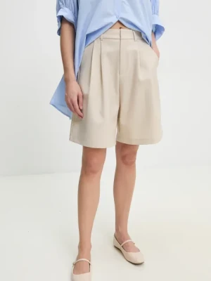 Answear.LAB szorty damskie kolor beżowy gładkie high waist