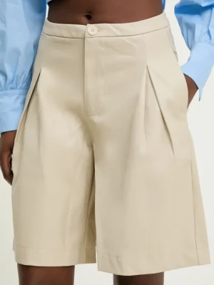 Answear Lab szorty damskie kolor beżowy gładkie high waist