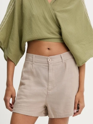 Answear Lab szorty damskie kolor beżowy gładkie high waist