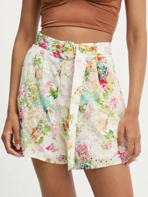 Answear Lab szorty damskie kolor beżowy wzorzyste high waist
