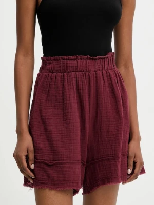 Answear Lab szorty damskie kolor bordowy gładkie high waist