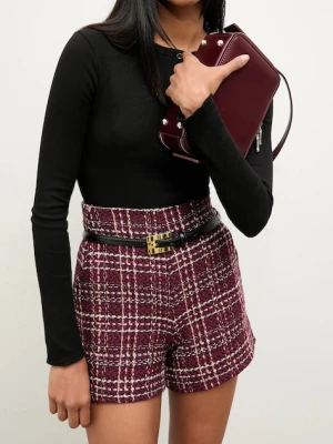 Answear.LAB szorty damskie kolor bordowy wzorzyste high waist