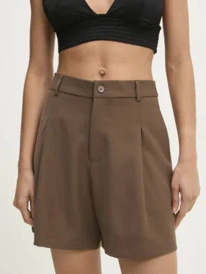 Answear Lab szorty damskie kolor brązowy gładkie high waist