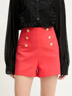 Answear.LAB szorty damskie kolor czerwony gładkie high waist