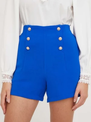 Answear Lab szorty damskie kolor niebieski gładkie high waist