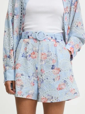 Answear.LAB szorty damskie kolor niebieski wzorzyste high waist
