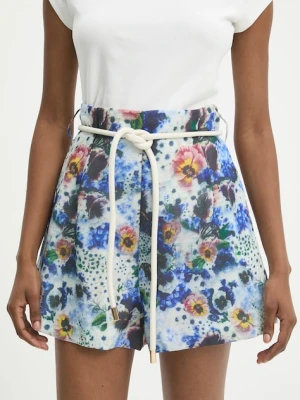 Answear Lab szorty damskie kolor niebieski wzorzyste high waist