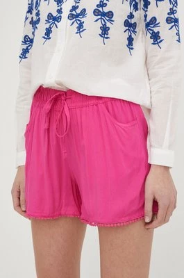 Answear Lab szorty damskie kolor różowy gładkie medium waist