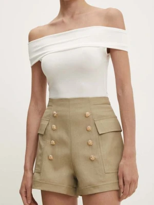 Answear Lab szorty damskie kolor zielony gładkie high waist