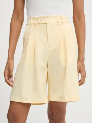 Answear.LAB szorty damskie kolor żółty gładkie high waist