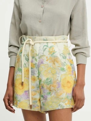 Answear Lab szorty damskie kolor żółty wzorzyste high waist