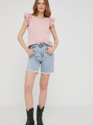 Answear.LAB szorty jeansowe damskie gładkie high waist