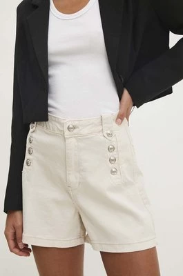Answear Lab szorty jeansowe damskie kolor beżowy gładkie high waist