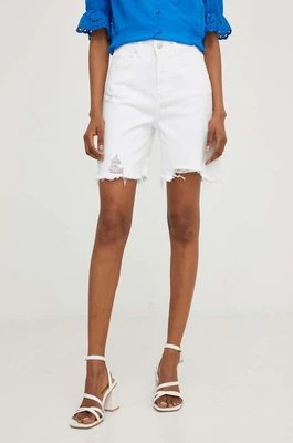 Answear Lab szorty jeansowe damskie kolor biały gładkie high waist
