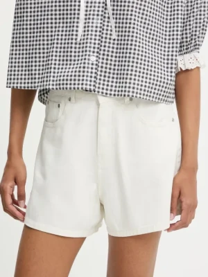 Answear Lab szorty jeansowe damskie kolor biały gładkie high waist