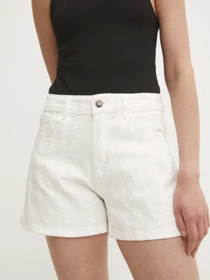 Answear Lab szorty jeansowe damskie kolor biały wzorzyste high waist