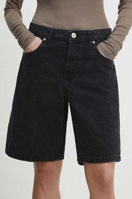 Answear Lab szorty jeansowe damskie kolor czarny gładkie high waist