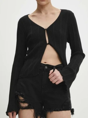 Answear.LAB szorty jeansowe damskie kolor czarny gładkie high waist