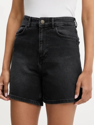 Answear.LAB szorty jeansowe damskie kolor czarny gładkie high waist
