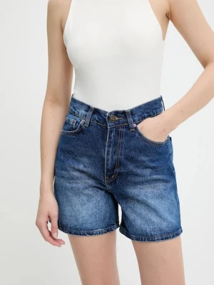 Answear Lab szorty jeansowe damskie kolor granatowy gładkie high waist