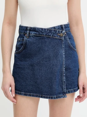 Answear Lab szorty jeansowe damskie kolor granatowy gładkie high waist