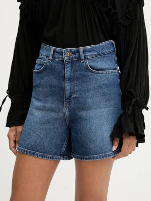 Answear.LAB szorty jeansowe damskie kolor granatowy gładkie high waist