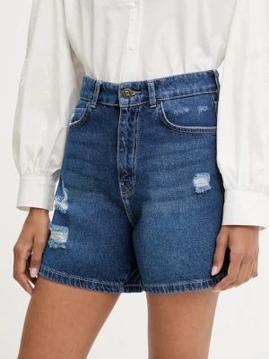 Answear.LAB szorty jeansowe damskie kolor granatowy gładkie high waist