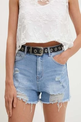 Answear Lab szorty jeansowe damskie kolor niebieski gładkie high waist