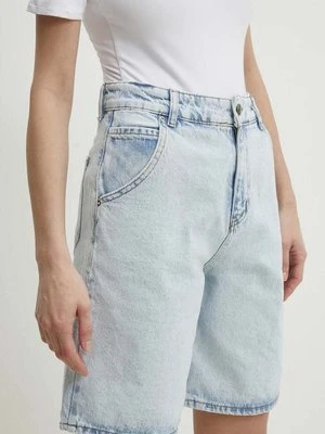 Answear Lab szorty jeansowe damskie kolor niebieski gładkie high waist