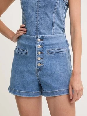 Answear Lab szorty jeansowe damskie kolor niebieski gładkie high waist